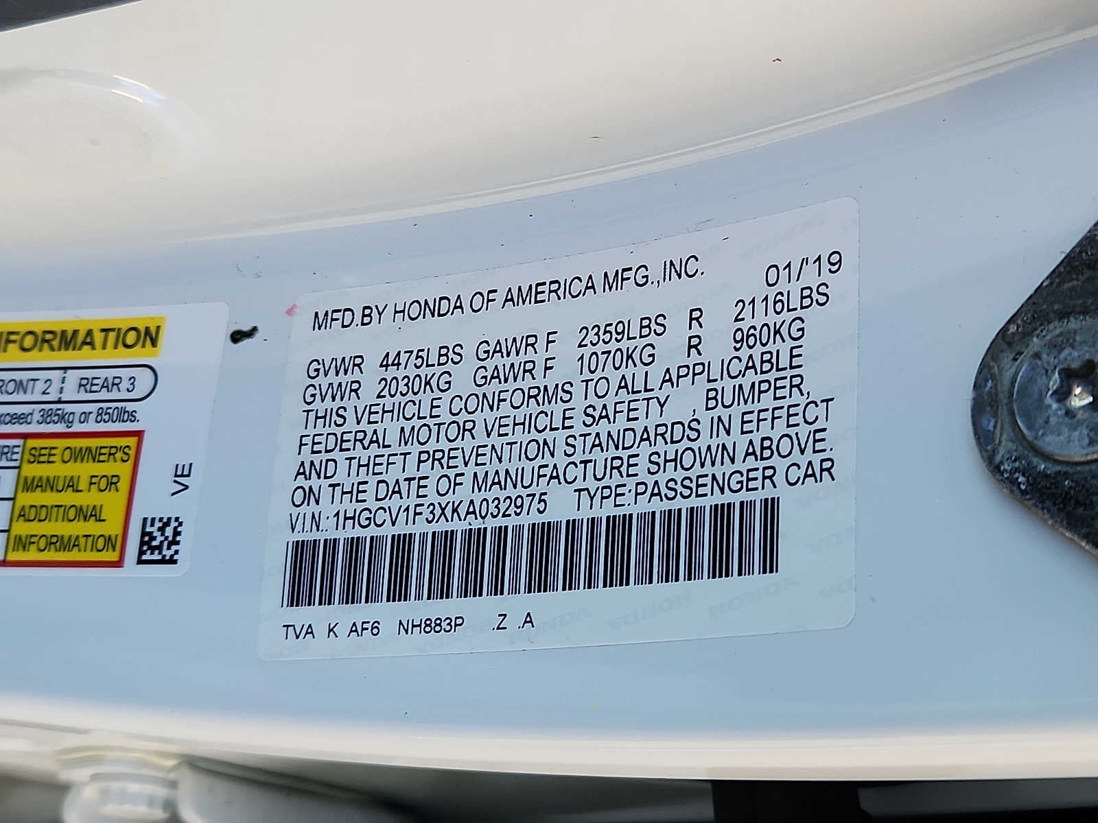 2019 Honda Accord Sport 1.5T CVT