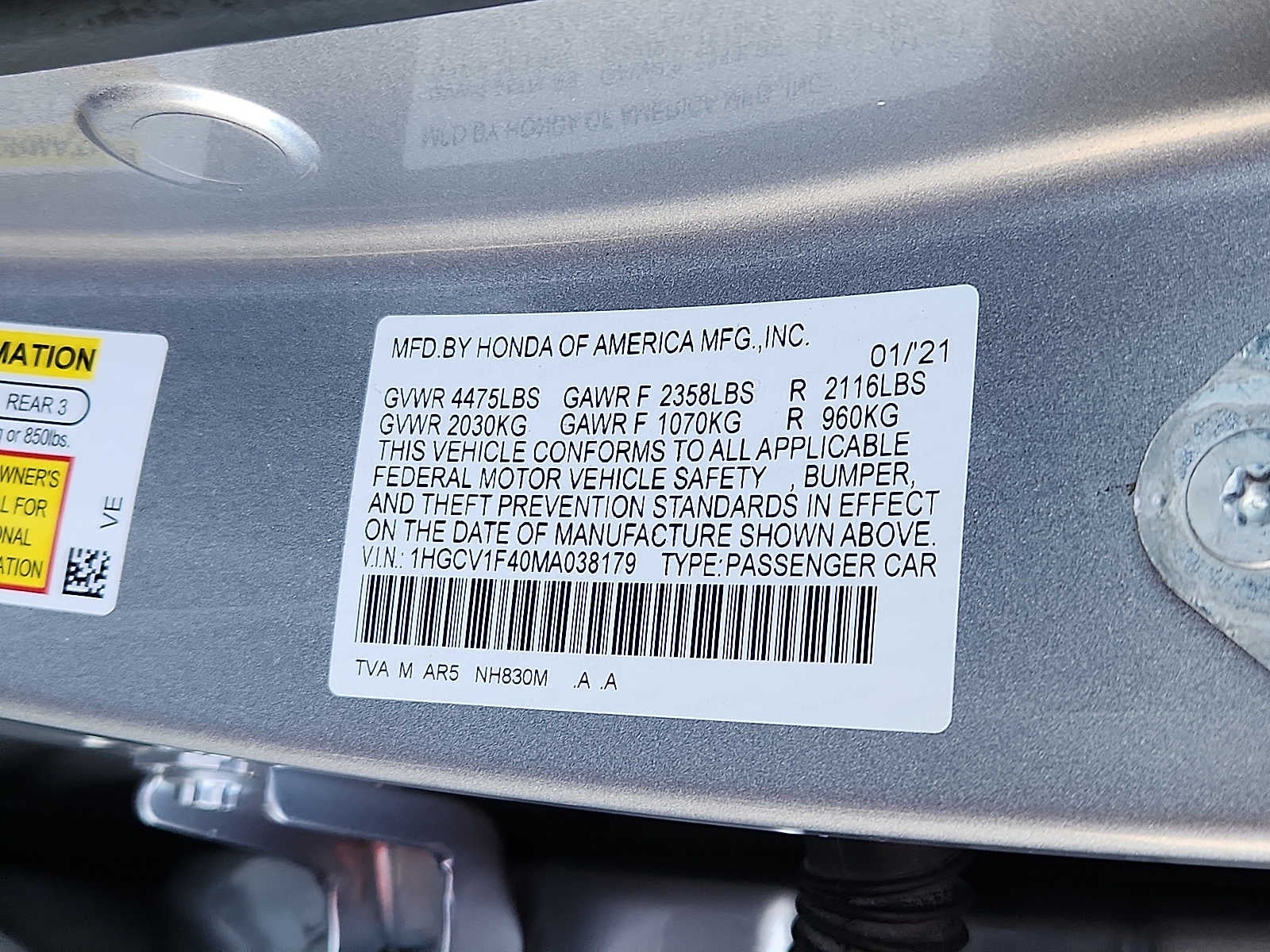2021 Honda Accord Sport SE 1.5T CVT