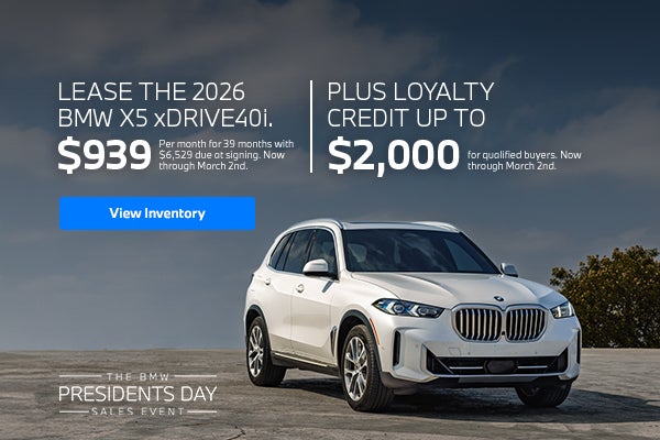 2026 X5 lease starting at $939 per month for 39 months