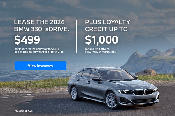 2026 330i lease starting at $499 per month for 39 months