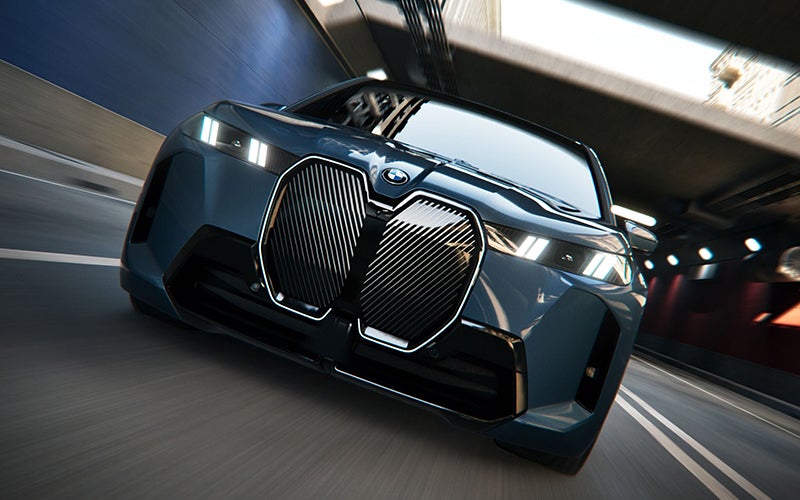 Close up of the BMW iX grille driving. | Open Road BMW of Edison in Edison NJ